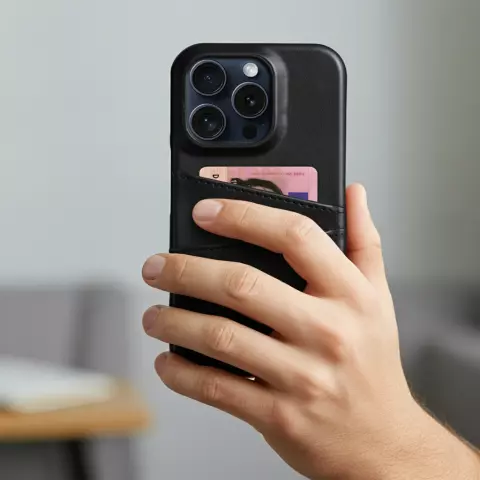 Duo Cardslot Wallet Kunstlederh&uuml;lle Kompatibel mit iPhone 14 Pro - Schwarz