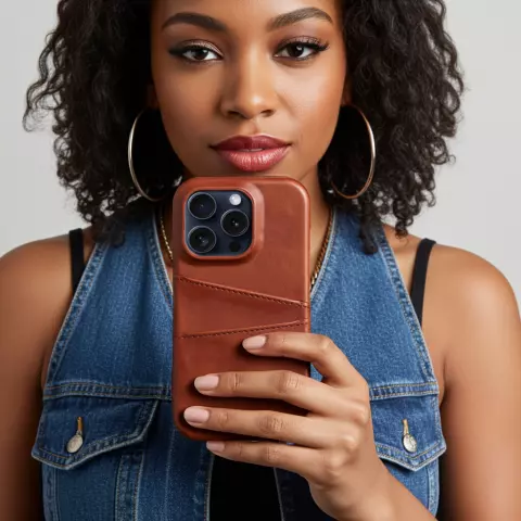 Duo Cardslot Wallet Kartenetui Kompatibel mit iPhone XR - Braun