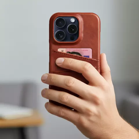 Duo Cardslot Wallet vegane Lederh&uuml;lle Kompatibel mit iPhone 16 Pro - braun