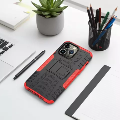 Stossfeste, rutschfeste Schutzh&uuml;lle aus Kunststoff und TPU mit St&auml;nder, Kompatibel mit iPhone 14 Plus - rot