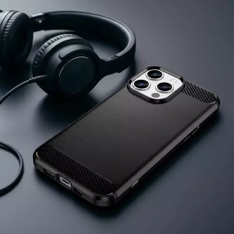 Carbon Armor TPU mit geb&uuml;rsteter Oberfl&auml;che, Kompatibel mit iPhone 12 und 12 Pro - Schwarz