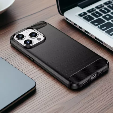 Carbon Armor TPU mit geb&uuml;rsteter Oberfl&auml;che, Kompatibel mit iPhone 12 und 12 Pro - Schwarz