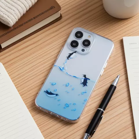 Penguin Ocean TPU-H&uuml;lle Kompatibel mit iPhone 12 und iPhone 12 Pro - transparent