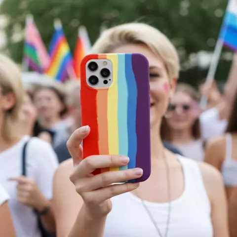Rainbow Pride Silikonh&uuml;lle Kompatibel mit iPhone 15 Pro Max - Pastell