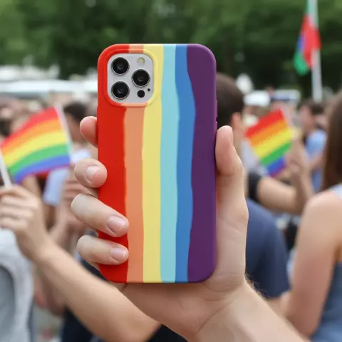 Rainbow Pride Silikonh&uuml;lle Kompatibel mit iPhone 15 Pro Max - Pastell
