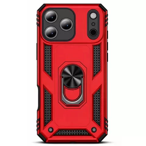 iPhone 17 Pro H&uuml;lle Rot &ndash; Sto&szlig;feste Rugged Armor Schutzh&uuml;lle mit Metall Ringhalter (Kompatibel mit iPhone 17 Pro)