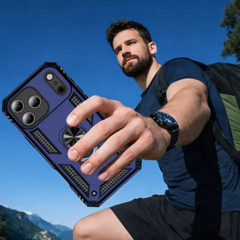 iPhone 17 Pro H&uuml;lle Rot &ndash; Sto&szlig;feste Rugged Armor Schutzh&uuml;lle mit Metall Ringhalter (Kompatibel mit iPhone 17 Pro)