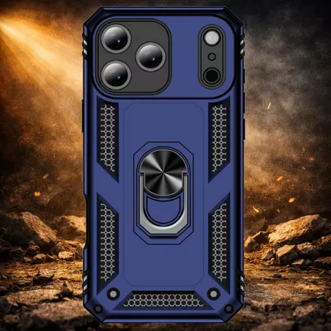 iPhone 18 Pro H&uuml;lle Blau &ndash; Sto&szlig;feste Rugged Armor Schutzh&uuml;lle mit Metall Ringhalter (Kompatibel mit iPhone 18 Pro)