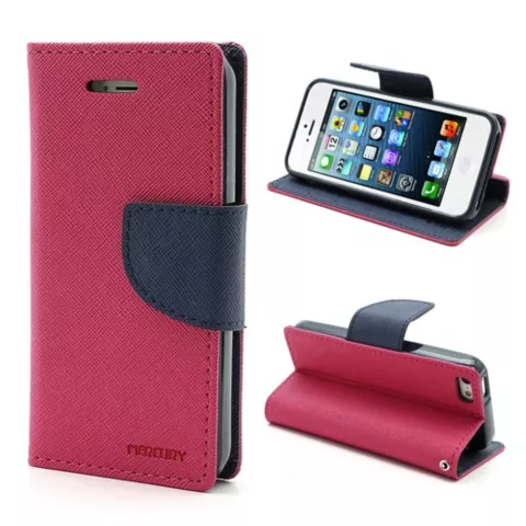 Brieftasche Etui rosa Mercury Goospery B&uuml;cherregal Abdeckung iPhone 5 5s SE 2016 - Brieftasche