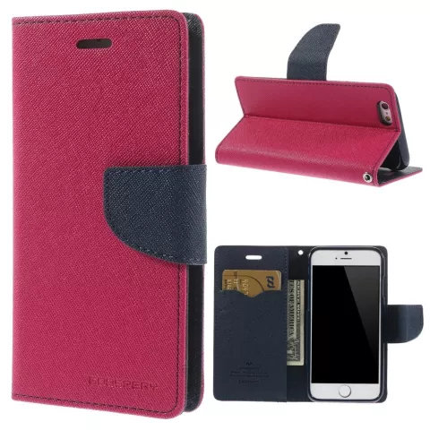 Brieftasche Etui rosa Mercury Goospery B&uuml;cherregal H&uuml;lle iPhone 6 6s Original Leder - Brieftasche