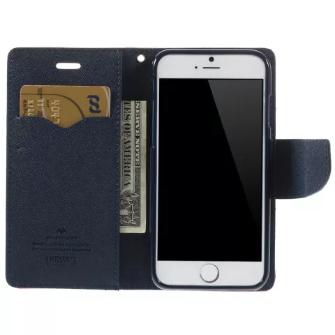 Brieftasche Etui rosa Mercury Goospery B&uuml;cherregal H&uuml;lle iPhone 6 6s Original Leder - Brieftasche