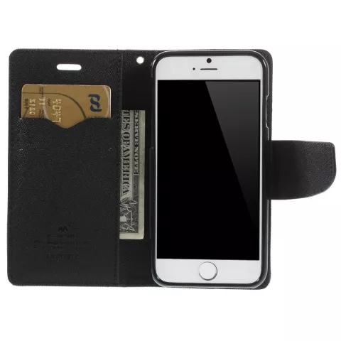 Brieftasche H&uuml;lle Mercury Goospery B&uuml;cherregal H&uuml;lle f&uuml;r iPhone 6 6s Braun schwarz