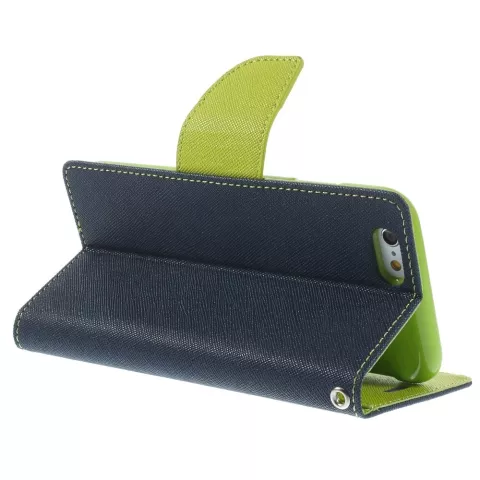 Original Mercury Goospery Blue Wallet B&uuml;cherregal iPhone 6 6s Dunkelblaues Leder - Brieftasche