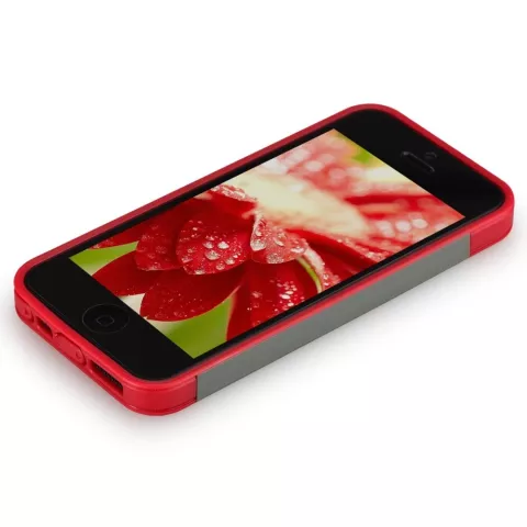 GGMM iFreedom Series H&uuml;lle TPU iPhone 5 / 5s und SE 2016 Grau mit Rot Wei&szlig;