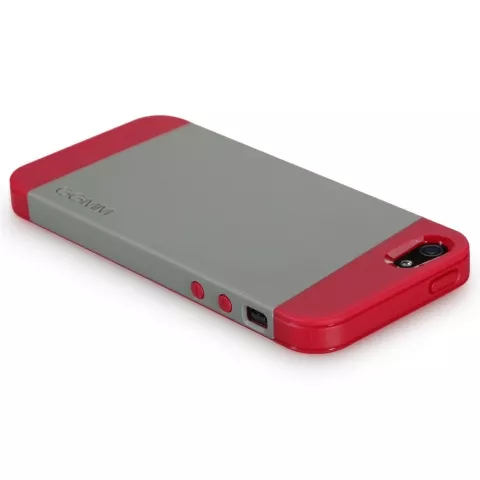 GGMM iFreedom Series H&uuml;lle TPU iPhone 5 / 5s und SE 2016 Grau mit Rot Wei&szlig;