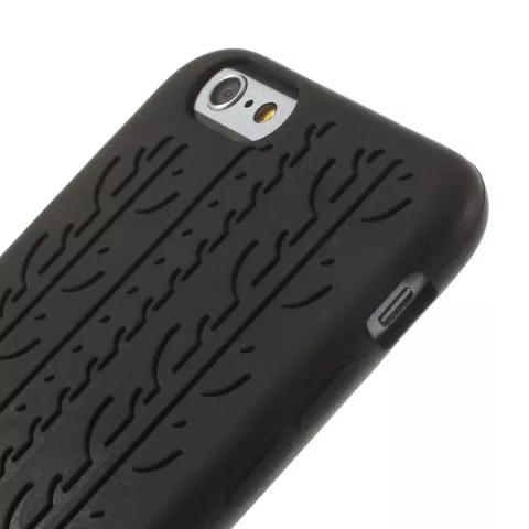 Schwarze Autoreifenabdeckung, Kompatibel mit iPhone 6 Plus, iPhone 6s Plus, Silikonh&uuml;lle mit Autospuren