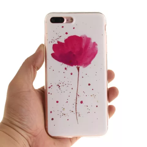 Rosa Blume mit weisser Abdeckung iPhone 7 Plus 8 Plus TPU-Abdeckung Silikonh&uuml;lle