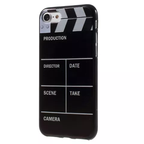 Filmh&uuml;lle iPhone 7 8 SE 2020 SE 2022 Clapperboard Cover Schwarz weiss Silikon TPU H&uuml;lle