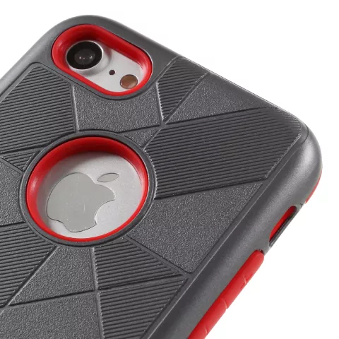 Rot grau metallic Hartschale TPU H&uuml;lle f&uuml;r iPhone 7 8 rot silber H&uuml;lle