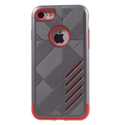 Rot grau metallic Hartschale TPU H&uuml;lle f&uuml;r iPhone 7 8 rot silber H&uuml;lle