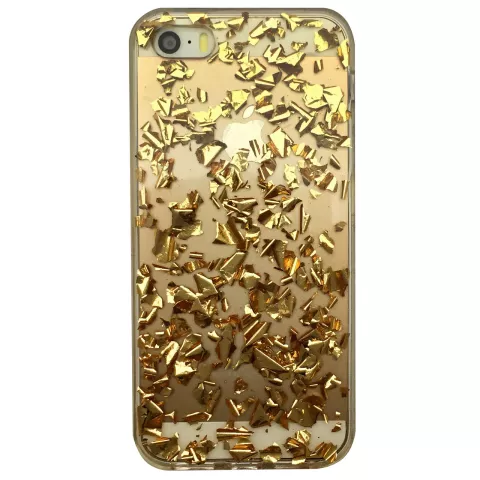 Transparente TPU-H&uuml;lle mit Blattgold iPhone 5 5s und iPhone SE 2016 Goldener H&uuml;lle