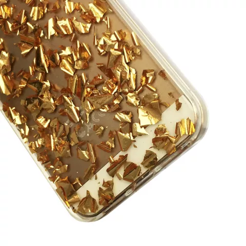 Transparente TPU-H&uuml;lle mit Blattgold iPhone 5 5s und iPhone SE 2016 Goldener H&uuml;lle