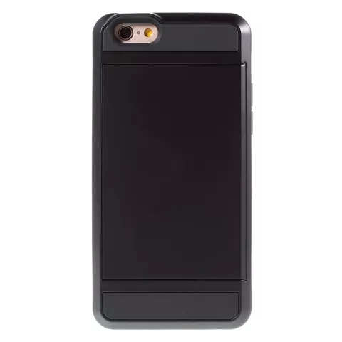 Geheime Kartenhalter H&uuml;lle iPhone 6 6s Hardcase - Brieftasche - Portmonee - Schwarz