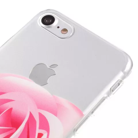 Rosa Rose TPU H&uuml;lle iPhone 7 8 SE 2020 SE 2022 klare H&uuml;lle Blumenh&uuml;lle