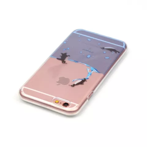 Transparente Pinguinh&uuml;lle iPhone 6 6s TPU Silikonh&uuml;lle Meer transparent blau