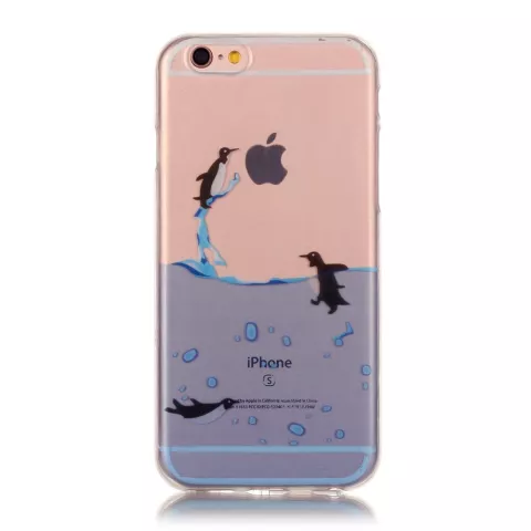 Transparente Pinguinh&uuml;lle iPhone 6 6s TPU Silikonh&uuml;lle Meer transparent blau