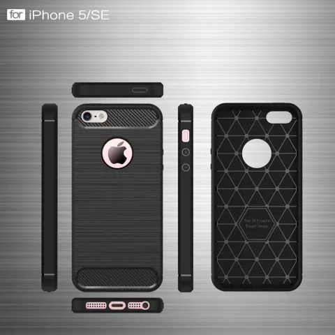 Schwarze Carbon TPU H&uuml;lle f&uuml;r iPhone 5 5s SE 2016 Armor