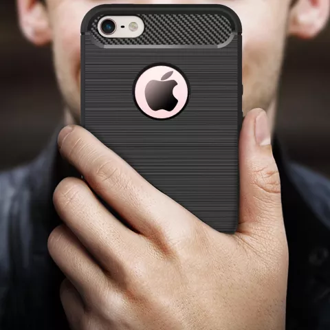 Schwarze Carbon TPU H&uuml;lle f&uuml;r iPhone 5 5s SE 2016 Armor