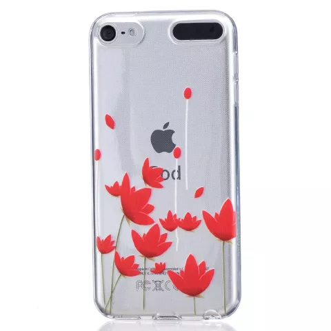 Rote Blumen Fall TPU transparente Abdeckung iPod Touch 5 6 7