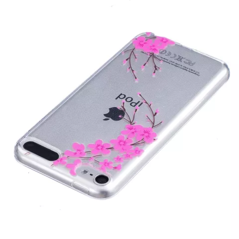 Rosa Blumen TPU-H&uuml;lle f&uuml;r iPod Touch 5 6 7 transparente Abdeckung