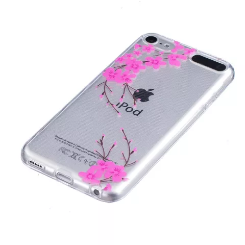 Rosa Blumen TPU-H&uuml;lle f&uuml;r iPod Touch 5 6 7 transparente Abdeckung