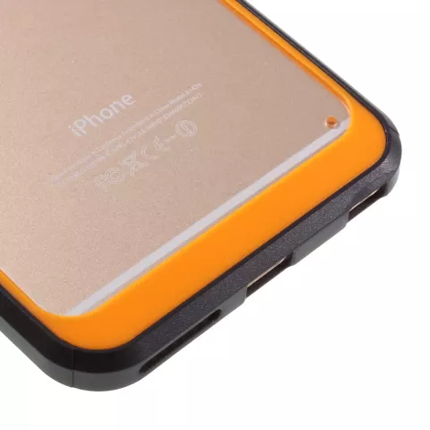 Hybrid stossfeste H&uuml;lle iPhone 6 6s Schwarz Orange Transparent