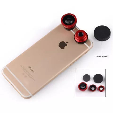 Universelles 3-in-1-Weitwinkel-Fisheye-Makroobjektiv - mit Handy-Smartphone-Clip