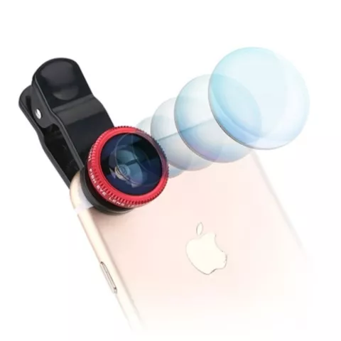 Universelles 3-in1-Weitwinkel-Fisheye-Makroobjektiv - mit Telefon-Smartphone-Clip