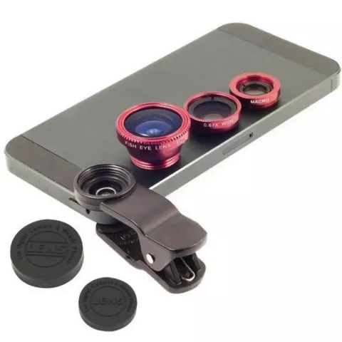 Universelles 3-in1-Weitwinkel-Fisheye-Makroobjektiv - mit Telefon-Smartphone-Clip