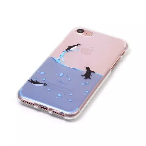 Klare iPhone 7 8 SE 2020 SE 2022 TPU Pinguin H&uuml;lle transparente H&uuml;lle