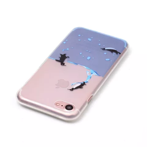 Klare iPhone 7 8 SE 2020 SE 2022 TPU Pinguin H&uuml;lle transparente H&uuml;lle