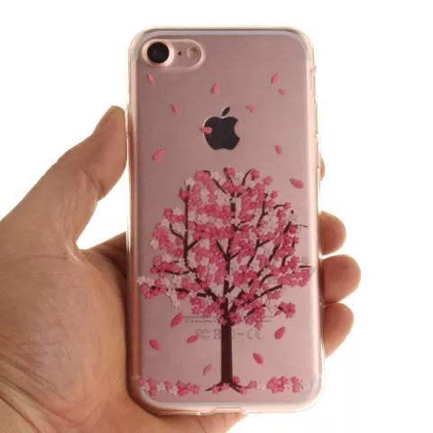 Klare rosa Bl&uuml;tenbaum iPhone 7 8 SE 2020 SE 2022 TPU H&uuml;lle