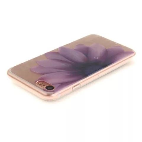 Klare iPhone 7 8 SE 2020 SE 2022 TPU H&uuml;lle mit lila Blume