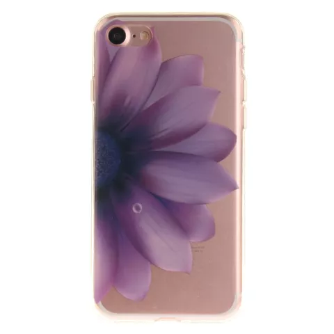 Klare iPhone 7 8 SE 2020 SE 2022 TPU H&uuml;lle mit lila Blume
