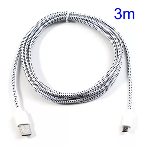 Micro USB Kabel Nylon Ladekabel 3 Meter