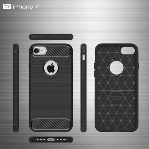 Black Carbon Armor iPhone 7 8 TPU H&uuml;lle