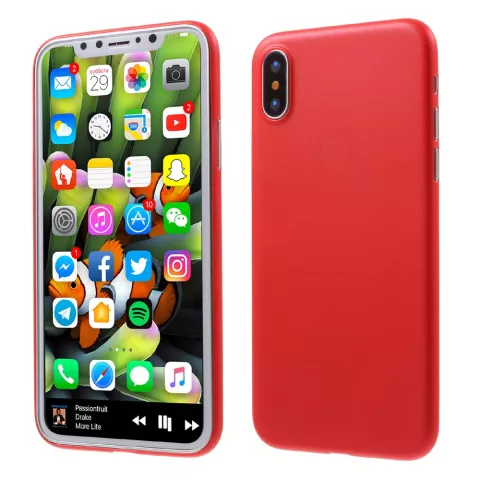 Rote iPhone X XS H&uuml;lle rote transparente TPU H&uuml;lle