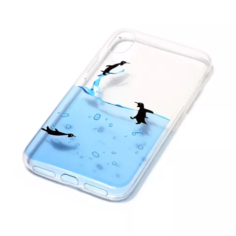 Transparente TPU Abdeckung Pinguin Wasser iPhone X XS H&uuml;lle