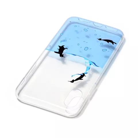 Transparente TPU Abdeckung Pinguin Wasser iPhone X XS H&uuml;lle