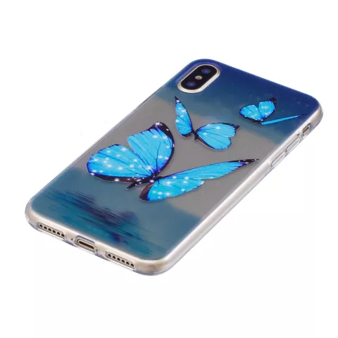 Eisblauer durchscheinender Schmetterling TPU iPhone X XS H&uuml;lle